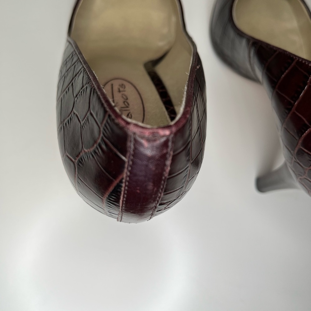 Talbots croc embossed brown stilletto heels - Picture 10 of 10